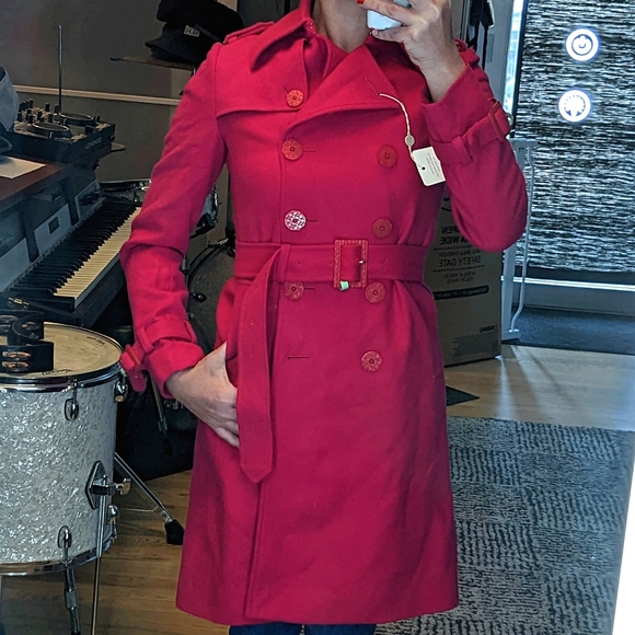 Vintage Jackets & Coats Like New Emily In Paris Hot Pink Belted